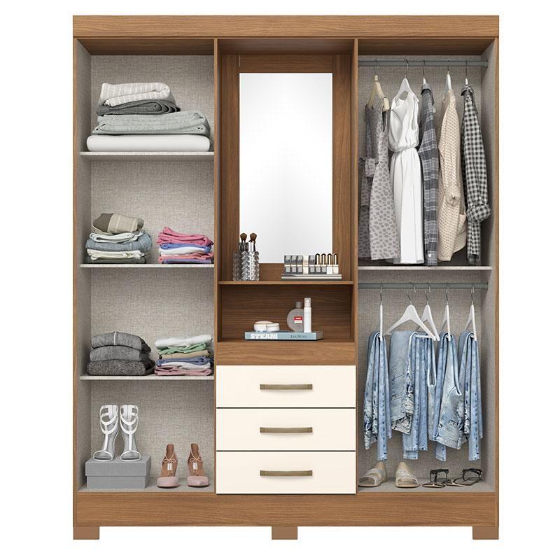 Guarda Roupa 04 portas e 03 Gavetas Nápole B24 Nature Off White